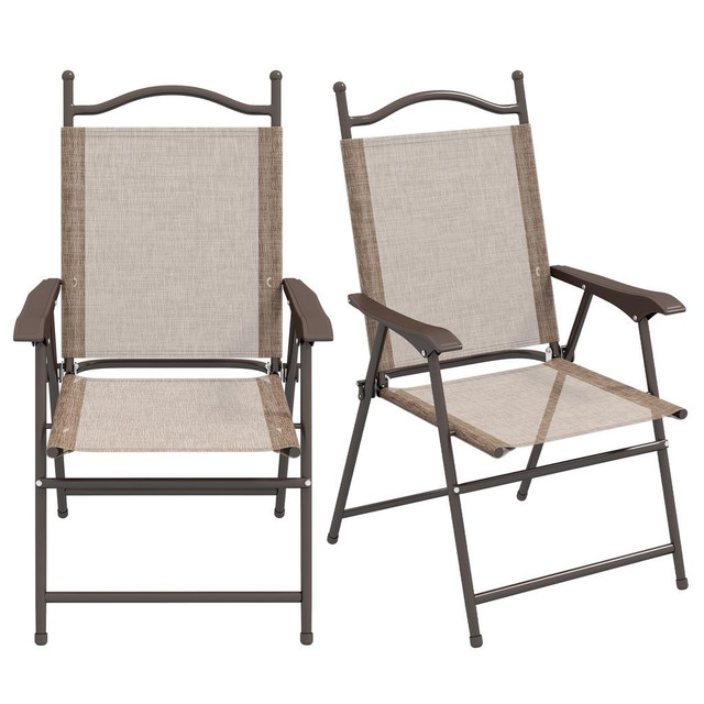 Folding Chair 22" x 24.4" x 38.2" Brown in Patio & Garden Furniture - Image 2