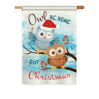Breeze Decor Owl Xmas 2-Sided Polyester House Flag