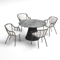 Oxford Garden Tulle 5-Piece 48" Round Dining Table And Malti Armchairs Set