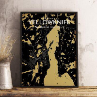 Wrought Studio 'Yellowknife City Map' Graphic Art Print Poster in Luxe