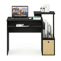 Ebern Designs Jenyce Econ Multipurpose Home Office Computer Writing Desk With Bin, Black, Keyboard Trays, CPU Storage, D