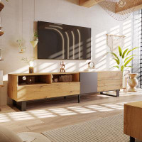 17 Stories Modern TV Stand For 80'' TV With Double Storage Space, Media Console Table, Entertainment Center With Drop Do