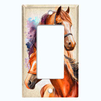 WorldAcc Metal Light Switch Plate Outlet Cover (Cute Horse Family Animal - Single Rocker)