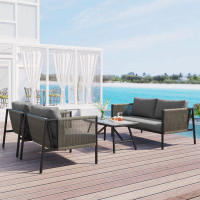 Red Barrel Studio ll-Weather Patio Furniture Set For 4 Person With Loveseat