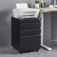 Inbox Zero 3-Drawer Mobile File Cabinet With Lock, Office Storage Filing Cabinet For Legal/Letter Size, Pre-Assembled Me