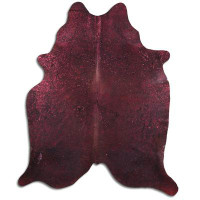 Foundry Select Mitaclau Tie Dye HAIR ON Cowhide Rug  BURGUNDY Beling Metallic ON BROWN
