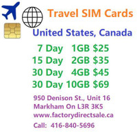 United States, Canada Travel SIM Card