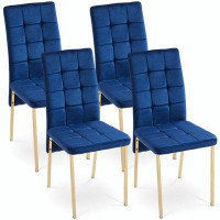 Mercer41 Dark Blue Velvet High Back Nordic Dining Chair Set Of 4