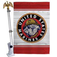 Breeze Decor Marine Bulldog - Impressions Decorative Aluminum Pole & Bracket House Flag Set HS108433-BO-02