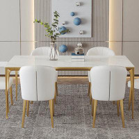 RARLON Light luxury rock plate high-end rectangular modern simple dining table and chair combination