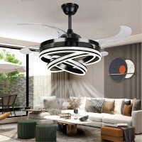 Mercer41 Dontavius 42'' Retractable Ceiling Fan, Led 3 Color Brightness Adjustable Chandelier Ceiling Fan
