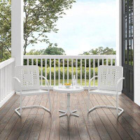 Hashtag Home Burley 3Pc Outdoor Chair Set White Gloss/White Satin - Side Table & 2 Chairs