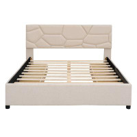 Ebern Designs Upholstered Platform Bed With Brick Pattern Headboard And 4 Drawers
