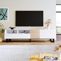 Ebern Designs Modern TV Stand for 80" TV with Double Storage Space