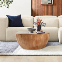 Millwood Pines 35.43"Vintage Style Bucket Shaped Coffee Table For Office, Dining Room And Living Room,Natural