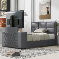 Latitude Run® Queen Size Upholstery TV Platform Bed