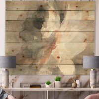Made in Canada - East Urban Home Abstract Peony Grey - Pink Modern Print on Natural Pine Wood