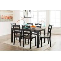 Hollywood Decor Canillo 7-Piece Dining Set In  Greyish Brown/Black  Wood Finish
