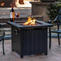 Latitude Run® Jaritza 25.2'' H x 30'' W Steel Propane Outdoor Fire Pit Table with Lid