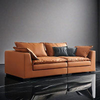PULOSK 102.36" Orange Technology cloth Modular Sofa cushion couch