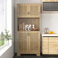 Bluesofa Large Wood Storage Cabinet with Doors