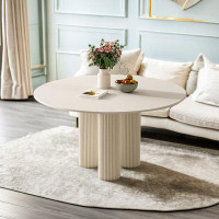 Orren Ellis White Round Sintered Stone tabletop + Steel Dining Table