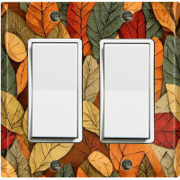 WorldAcc Metal Light Switch Plate Outlet Cover (Autumn Orange Fall Leaves - Double Rocker)