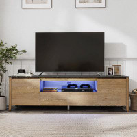 Wrought Studio Modern TV stand with LED Lights Entertainment Centre TV cabinet with Storage