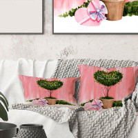 East Urban Home Square,Heart Shaped Valentine House Plant - Farmhouse Printed Throw Pillow