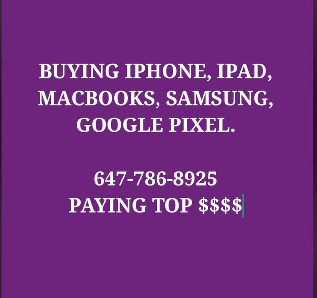 Buying new Iphones, Macbooks, Ipads, Samsung, Google pixel sealed/unsealed any carrier. Please contact me for the price in Cell Phones in Kitchener / Waterloo