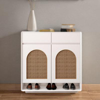 LORENZO Shoe Cabinet Home Modern Living Room Partition Nor 16 Pair Solid Wood Shoe Storage Cabinet