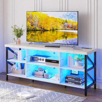 Wrought Studio Led Tv Stand For Living Room, 65 Inch Tv Entertainment Centre,industrial Tv Stand With Charging Station F
