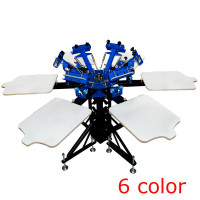 6 Color 6 Station Screen Printing Machine Screen & Platen Rotating Screen Printing Press Rotary Printer 006438