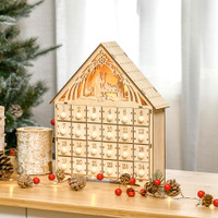 Christmas Advent Calendar 10.5" W x 2.4" D x 11.8" H Natural wood finish