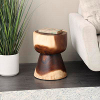 Millwood Pines Cole And Grey Wood Handmade Hourglass Stool With Natural Wood Grain