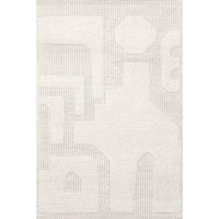 Dakota Fields Rectangle Callie Abstract Handmade Flatweave Cotton/Wool Area Rug in Ivory