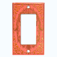 WorldAcc Metal Light Switch Plate Outlet Cover (Royal Crown Red Orange Frame - Single Toggle)