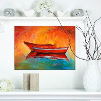 Made in Canada - East Urban Home 'Red Boats over Golden Sunset' Painting