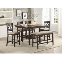 Gracie Oaks 6Pc Set Counter Height Table With Lazy Susan Lower Display Shelf