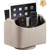 GN109 Swivel Desk Organizers And Accessories Storage Caddy For Office & Art Supplies, Leather Remote Control Holder For