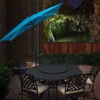 Arlmont & Co. Aube 10' x 7' Rectangular Lighted Market Umbrella