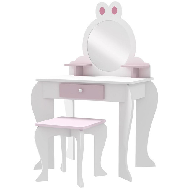 Kids Dressing Table Set 21.7" x 13.5" x 35.6" White in Toys & Games - Image 2