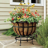 Plow & Hearth Coco Basket Steel Indoor/Outdoor Pot Planter