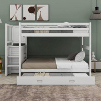 Harriet Bee Pavlik Kids Full Over Full Bunk Bed with Trundle with Drawers