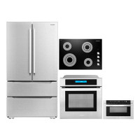 Cosmo 4 Piece Kitchen Package with French Door Refrigerator & 30" Electric Cooktop & Wall Oven