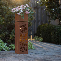 Wildon Home® Brex Tall Metal Planter With LED Lights, Floral