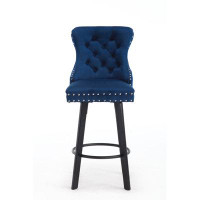 House of Hampton Yisheng Modern  Swivel 27" H Seat Set Of 2 Velvet Barstools With Large Backrest And Sturdy Footrest