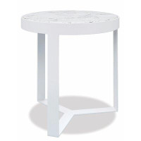 Joss & Main Megara Contemporary 18" Round End Table, Frost Finish With Honed Cararra Top