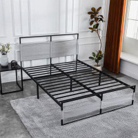 Latitude Run® Metal Platform Bed with Fabric Headboard
