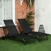 Outdoor Lounge Chair Set 27.2" x 65.4" x 41.3" Black